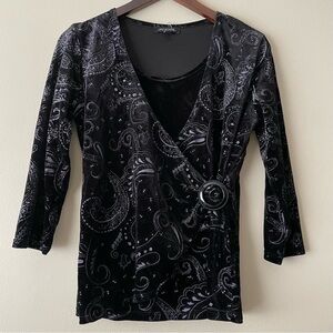 Notations Velvet Wrap Top Women’s S 90s Y2K